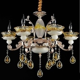 Traditionele klassieke gegalvaniseerde eigenschap voor kristallen mini-stijl metalen kroonluchter met 8 lampen