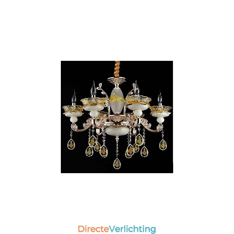 Traditionele klassieke gegalvaniseerde eigenschap voor kristallen mini-stijl metalen kroonluchter met 8 lampen