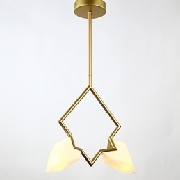 2 Lichtmast Moderne Metalen met Glazen Perzik Kroonluchter Lamp de Canteen Decorate Hanglamp