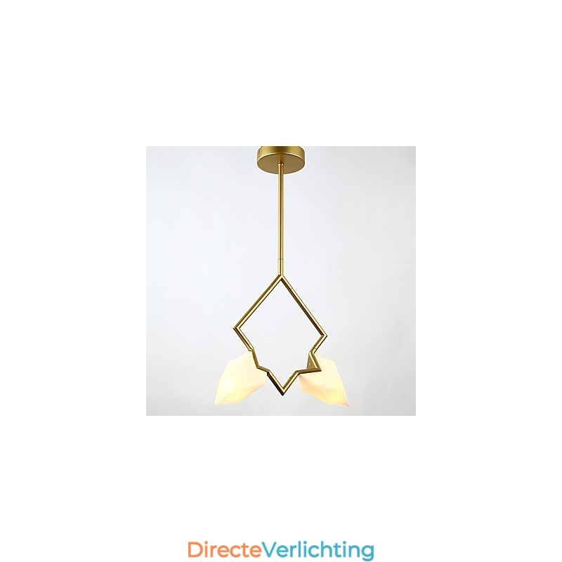 2 Lichtmast Moderne Metalen met Glazen Perzik Kroonluchter Lamp de Canteen Decorate Hanglamp