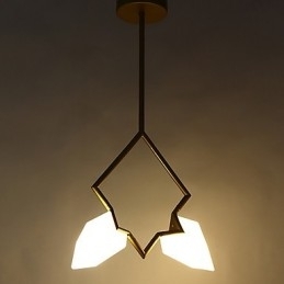 2 Lichtmast Moderne Metalen met Glazen Perzik Kroonluchter Lamp de Canteen Decorate Hanglamp