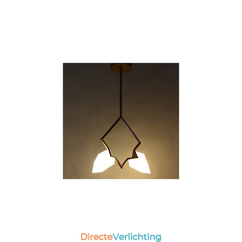 2 Lichtmast Moderne Metalen met Glazen Perzik Kroonluchter Lamp de Canteen Decorate Hanglamp
