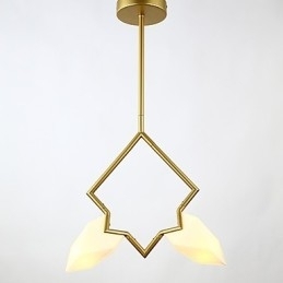 2 Lichtmast Moderne Metalen met Glazen Perzik Kroonluchter Lamp de Canteen Decorate Hanglamp