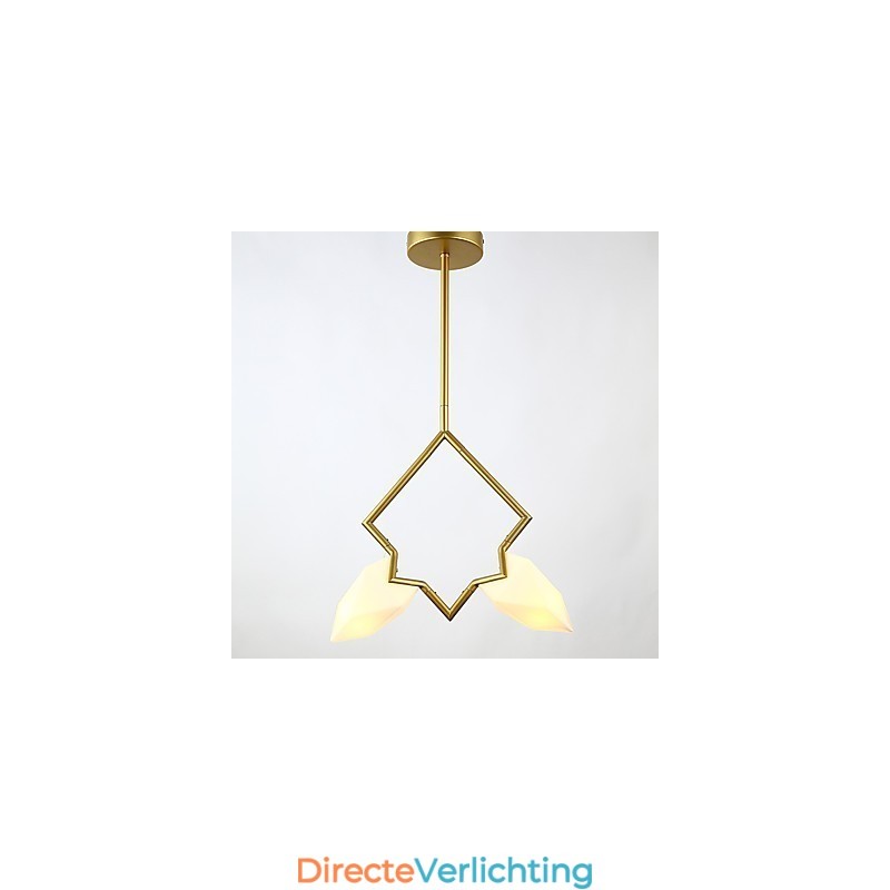 2 Lichtmast Moderne Metalen met Glazen Perzik Kroonluchter Lamp de Canteen Decorate Hanglamp