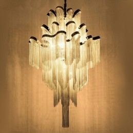 Aluminium Stream Kroonluchter Design Hanglamp Zilver Kleur Wenteltrap trap