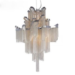 Aluminium Stream Kroonluchter Design Hanglamp Zilver Kleur Wenteltrap trap