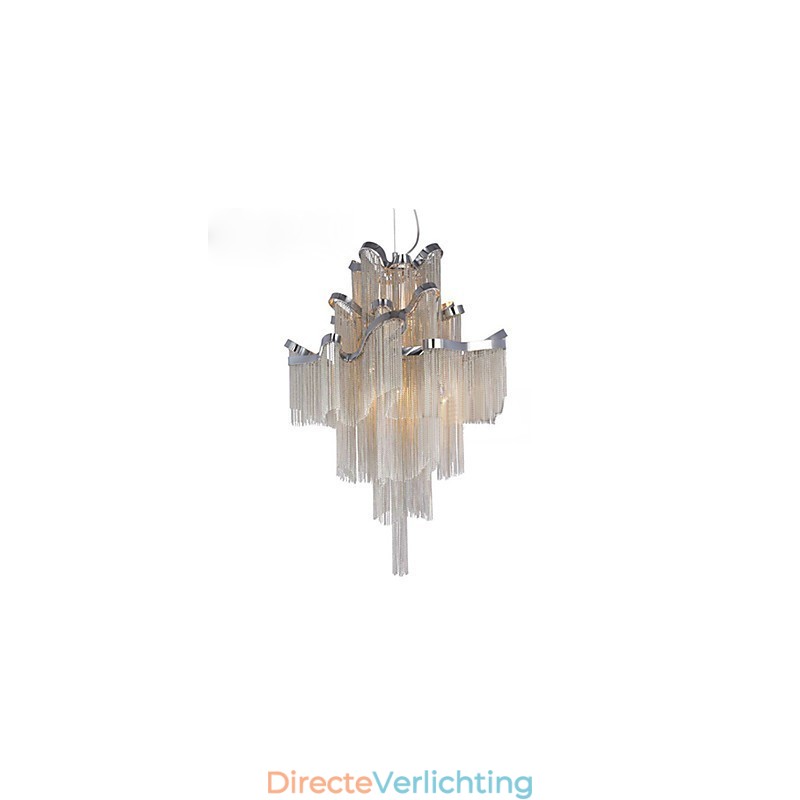 Aluminium Stream Kroonluchter Design Hanglamp Zilver Kleur Wenteltrap trap