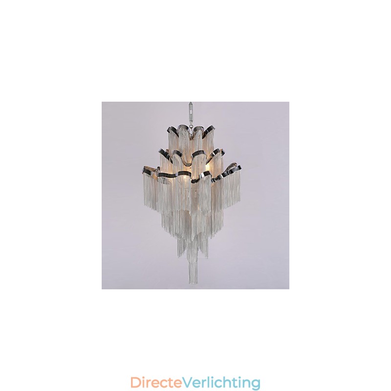 Aluminium Stream Kroonluchter Design Hanglamp Zilver Kleur Wenteltrap trap