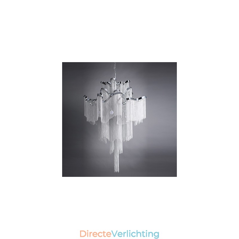 Aluminium Stream Kroonluchter Design Hanglamp Zilver Kleur Wenteltrap trap