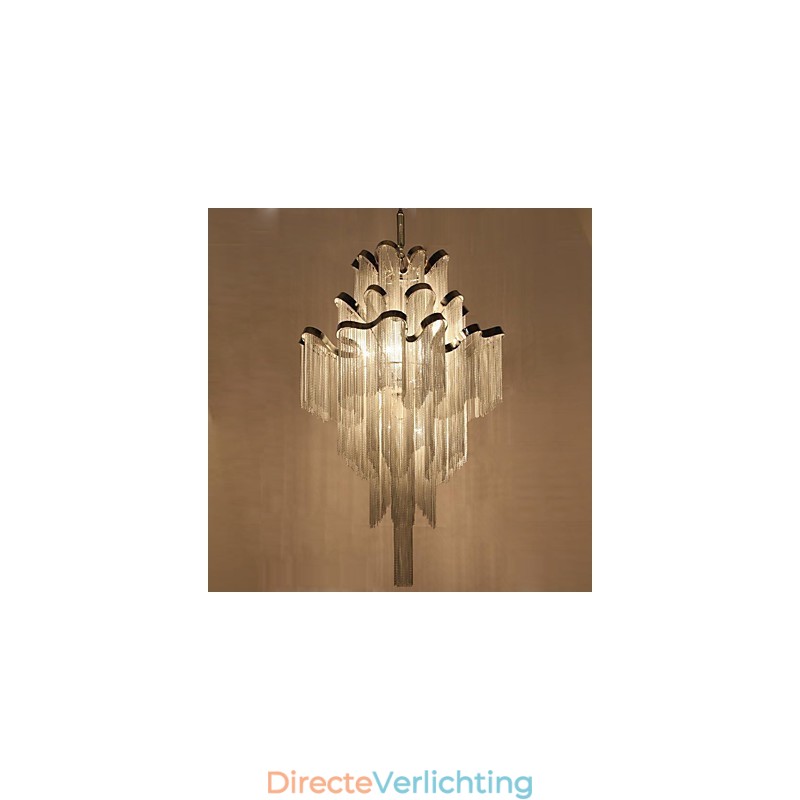 Aluminium Stream Kroonluchter Design Hanglamp Zilver Kleur Wenteltrap trap