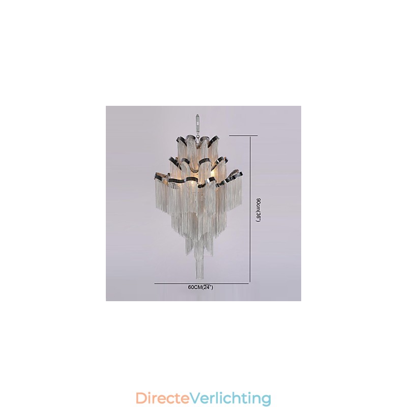 Aluminium Stream Kroonluchter Design Hanglamp Zilver Kleur Wenteltrap trap