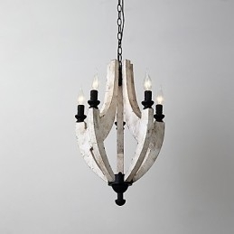 Vintage schilderij kenmerk mini stijl houten bamboe kroonluchter lamp de decoratieve hanglamp