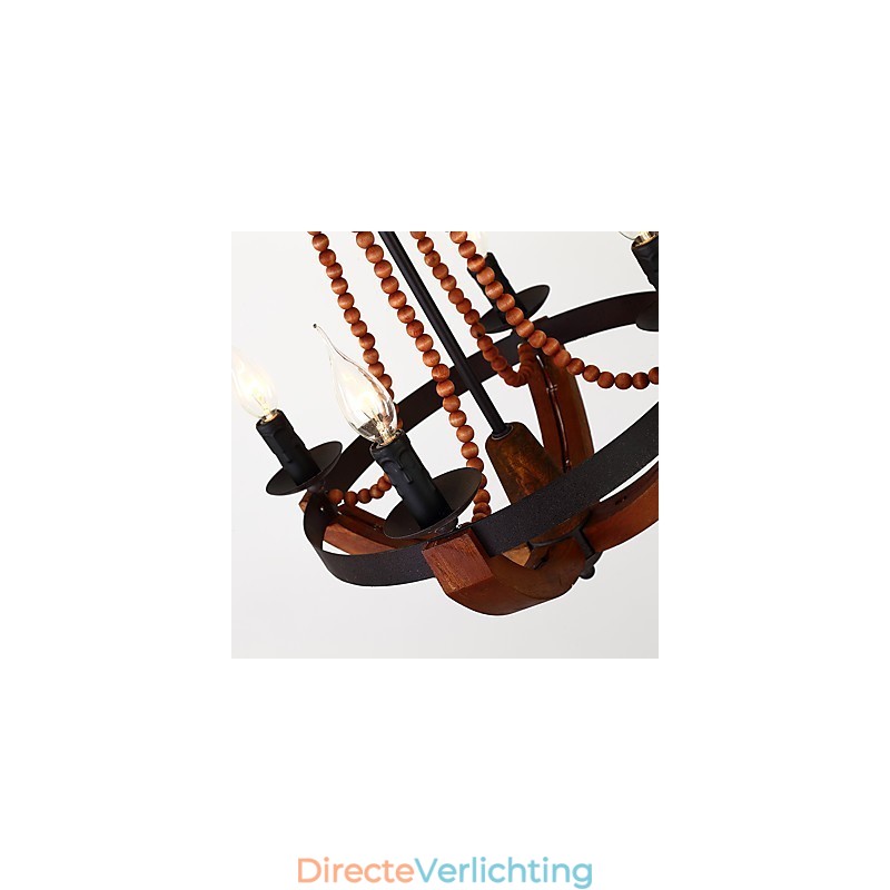 Vier licht vintage schilderij kenmerk mini stijl houten bamboe kroonluchter lamp de decoratieve hanglamp