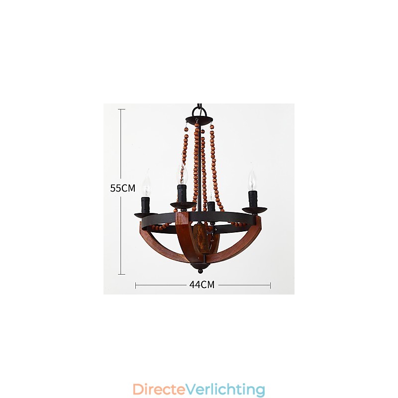 Vier licht vintage schilderij kenmerk mini stijl houten bamboe kroonluchter lamp de decoratieve hanglamp