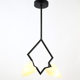 2 Lichtmast Moderne Metalen met Glazen Perzik Kroonluchter Lamp de Canteen Decorate Hanglamp