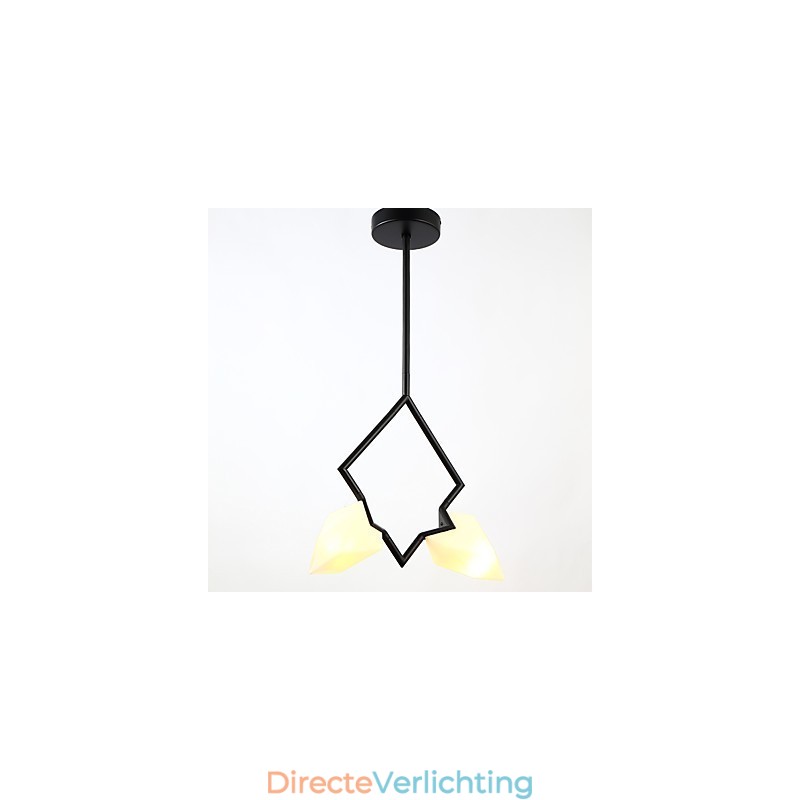 2 Lichtmast Moderne Metalen met Glazen Perzik Kroonluchter Lamp de Canteen Decorate Hanglamp