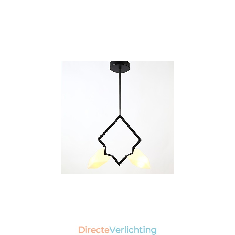 2 Lichtmast Moderne Metalen met Glazen Perzik Kroonluchter Lamp de Canteen Decorate Hanglamp