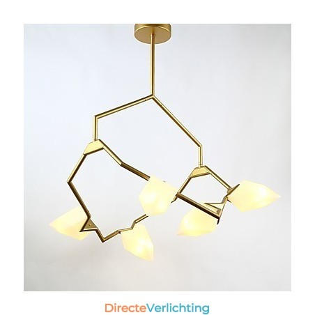 Vijf lichts paal moderne metalen met glazen perzik kroonluchter lamp de Canteen Decorate hanglamp Vijf lichts paal moderne metalen met glazen perzik kroonluchter lamp de Canteen Decorate hanglamp