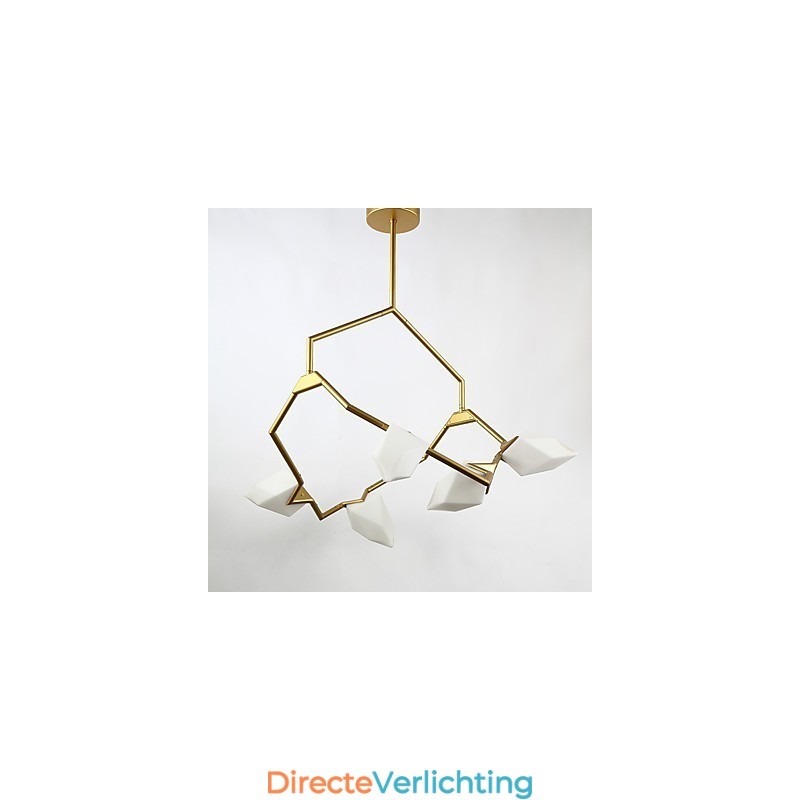 Vijf lichts paal moderne metalen met glazen perzik kroonluchter lamp de Canteen Decorate hanglamp