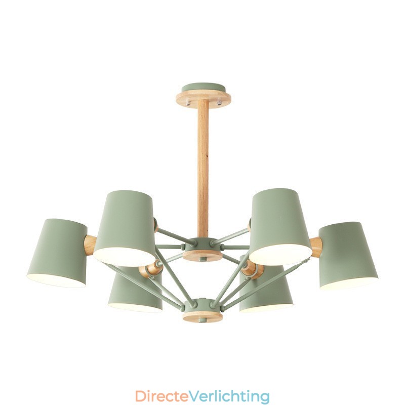 Multi Colours Macaron Hout Vintage Schilderij Kenmerk Metalen Kroonluchter