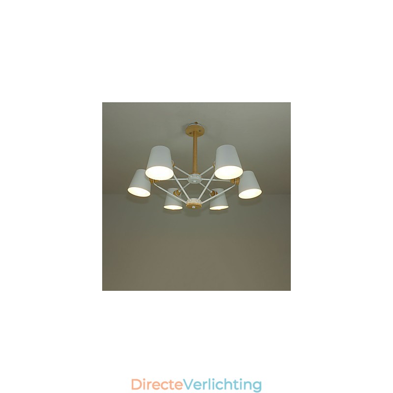 Multi Colours Macaron Hout Vintage Schilderij Kenmerk Metalen Kroonluchter