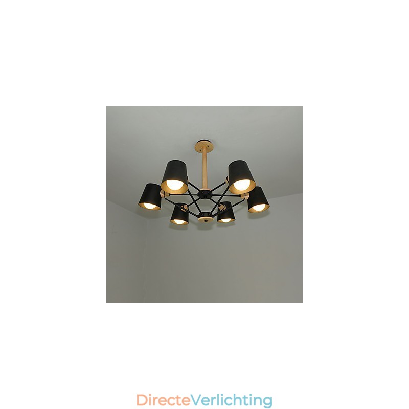 Multi Colours Macaron Hout Vintage Schilderij Kenmerk Metalen Kroonluchter