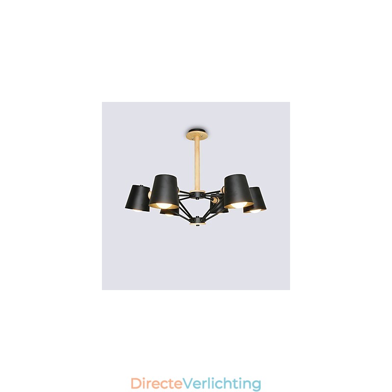 Multi Colours Macaron Hout Vintage Schilderij Kenmerk Metalen Kroonluchter