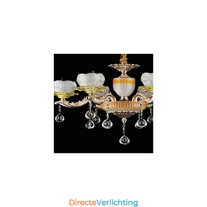 Traditionele klassieke zinklegeringsfunctie voor kristallen mini-stijl metalen kroonluchter met 6 lampen