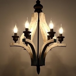 Vintage schilderij kenmerk mini stijl houten bamboe kroonluchter lamp de decoratieve hanglamp