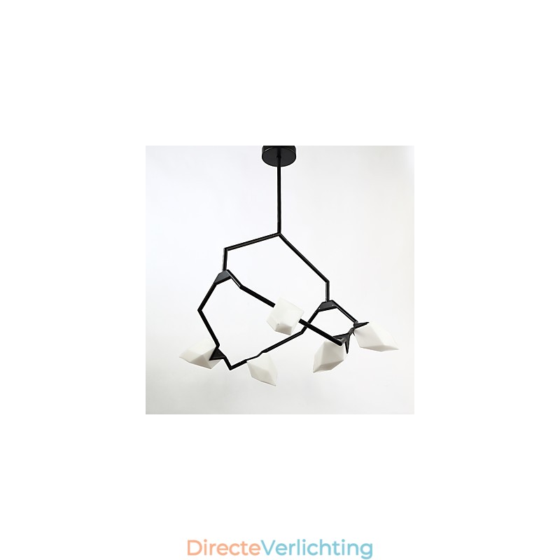 Vijf lichts paal moderne metalen met glazen perzik kroonluchter lamp de Canteen Decorate hanglamp