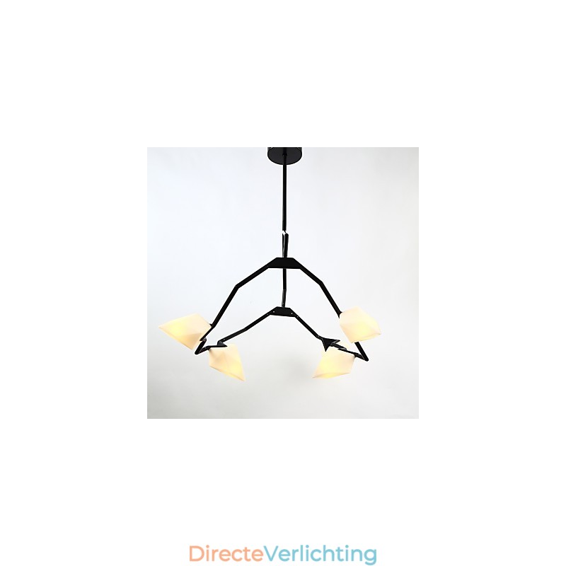 Vijf lichts paal moderne metalen met glazen perzik kroonluchter lamp de Canteen Decorate hanglamp