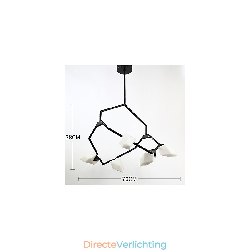 Vijf lichts paal moderne metalen met glazen perzik kroonluchter lamp de Canteen Decorate hanglamp