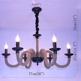 Loft Industrieel Wind Vintage IJzeren Lampen Winkels Kroonluchter Touw Kroonluchter Verlichting