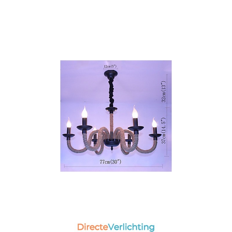 Loft Industrieel Wind Vintage IJzeren Lampen Winkels Kroonluchter Touw Kroonluchter Verlichting