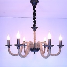 Loft Industrieel Wind Vintage IJzeren Lampen Winkels Kroonluchter Touw Kroonluchter Verlichting