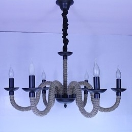 Loft Industrieel Wind Vintage IJzeren Lampen Winkels Kroonluchter Touw Kroonluchter Verlichting