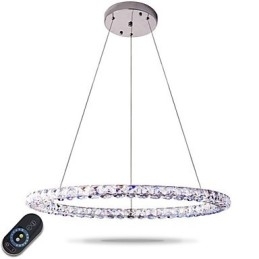 Moderne ringvormige kristallen hanglamp Moderne kristallen kroonluchter Plafondlamp Binnenlamp Armaturen Dimbaar met afstandsbediening