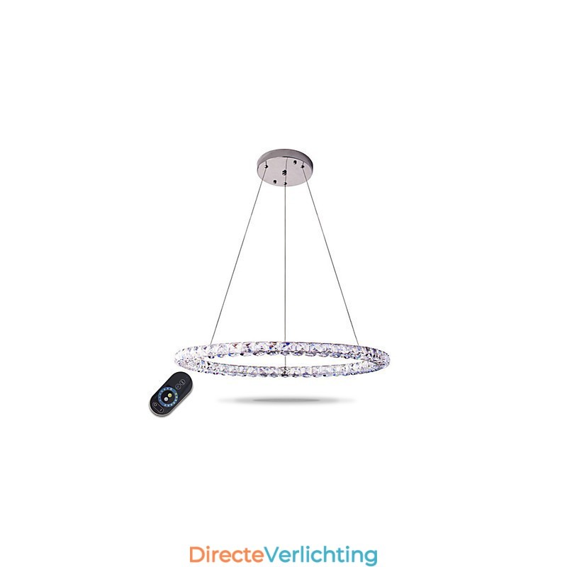 Moderne ringvormige kristallen hanglamp Moderne kristallen kroonluchter Plafondlamp Binnenlamp Armaturen Dimbaar met afstandsbediening