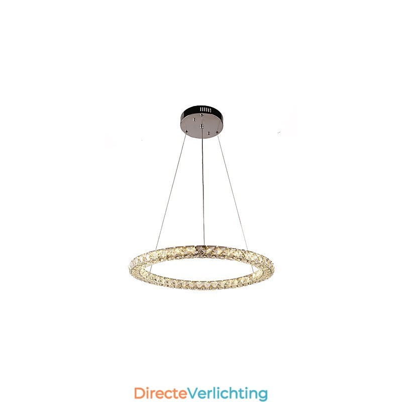 Moderne ringvormige kristallen hanglamp Moderne kristallen kroonluchter Plafondlamp Binnenlamp Armaturen Dimbaar met afstandsbediening