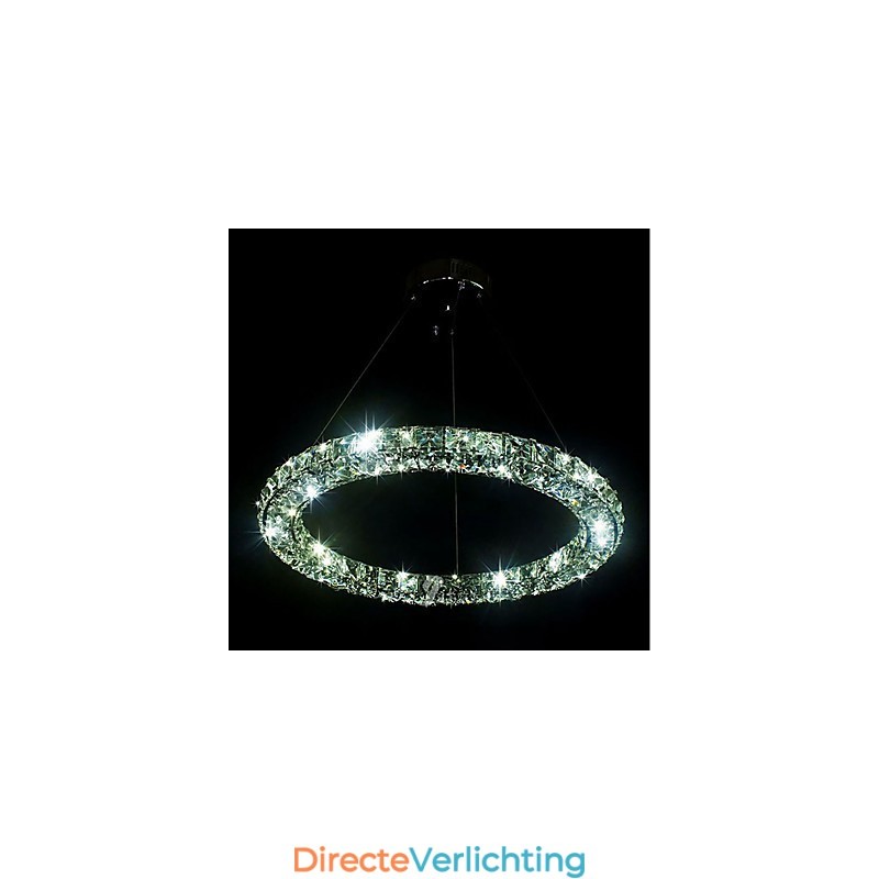 Moderne ringvormige kristallen hanglamp Moderne kristallen kroonluchter Plafondlamp Binnenlamp Armaturen Dimbaar met afstandsbediening