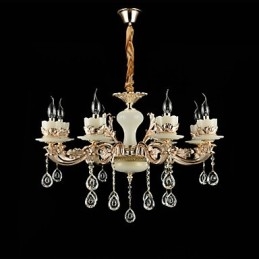 Traditionele klassieke zinklegeringsfunctie voor kristallen mini-stijl metalen kroonluchter met 8 lampen