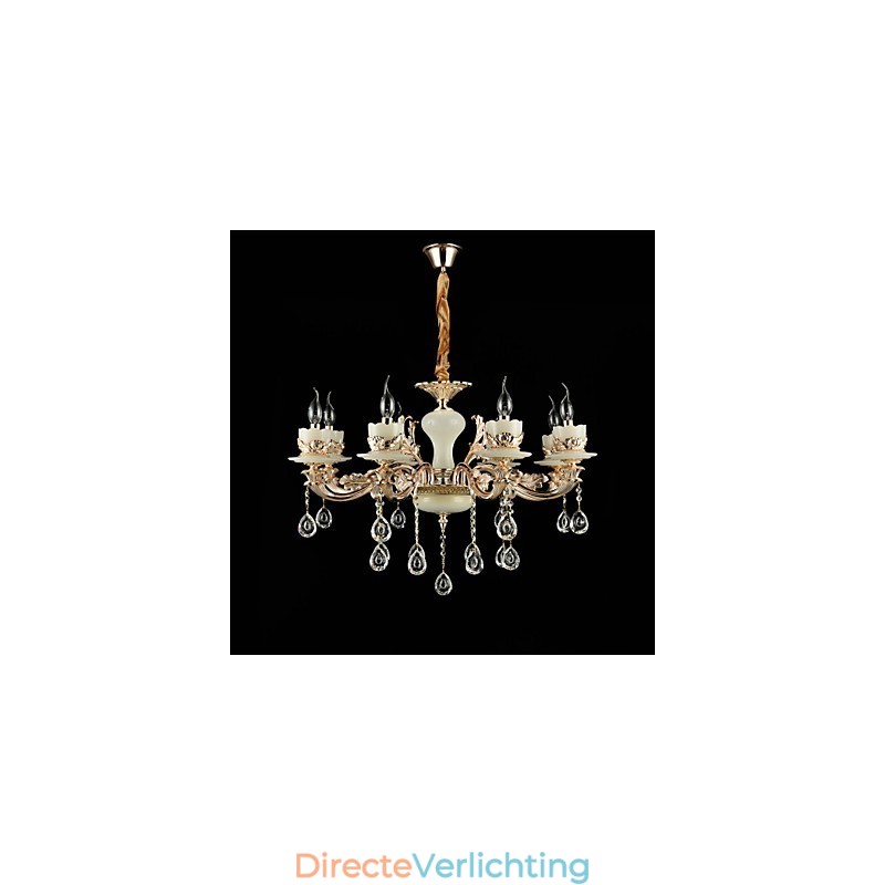 Traditionele klassieke zinklegeringsfunctie voor kristallen mini-stijl metalen kroonluchter met 8 lampen