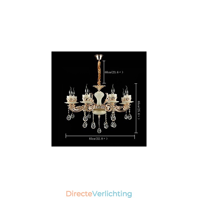 Traditionele klassieke zinklegeringsfunctie voor kristallen mini-stijl metalen kroonluchter met 8 lampen