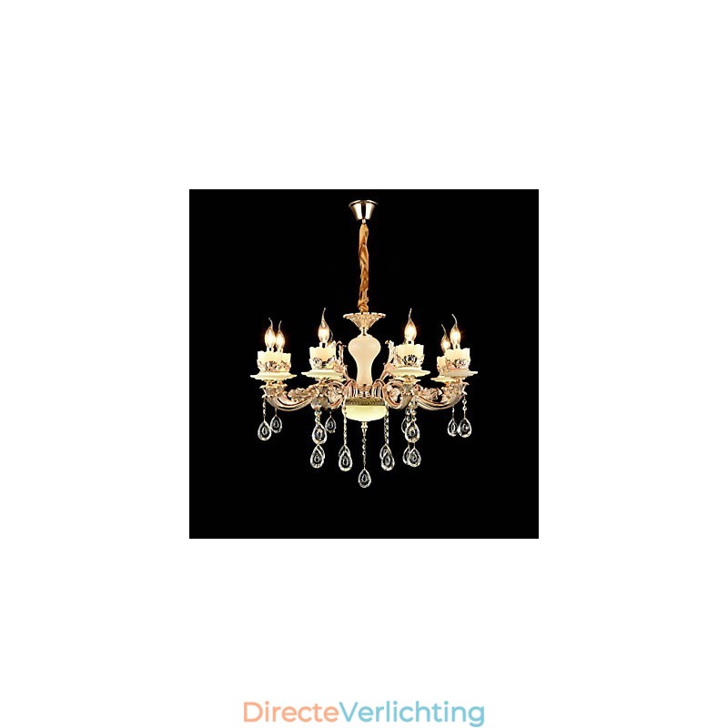 Traditionele klassieke zinklegeringsfunctie voor kristallen mini-stijl metalen kroonluchter met 8 lampen