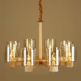 Mode Hanglamp Tafel Houten Glazen Kap