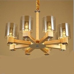 Mode Hanglamp Tafel Houten Glazen Kap