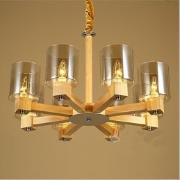 Mode Hanglamp Tafel Houten Glazen Kap