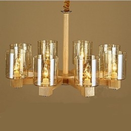 Mode Hanglamp Tafel Houten Glazen Kap