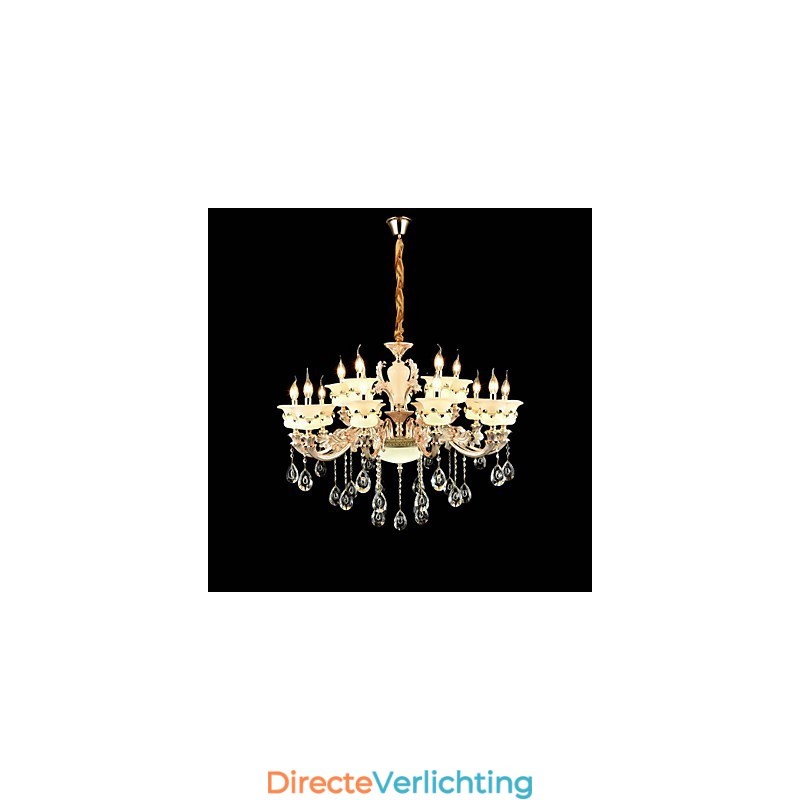 Traditionele klassieke zinklegering Kenmerk voor kristal mini-stijl metalen binnentuin 15 lampen kroonluchter