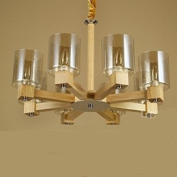 Mode Hanglamp Tafel Houten Glazen Kap